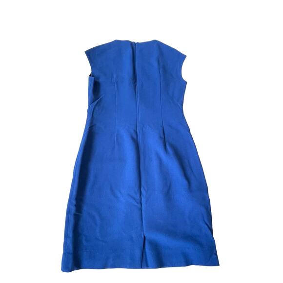 Lafayette 148 Wool Sheath Dress Ruched Cobalt Blue Professional 8 EUC - Picture 2 of 11